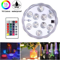 ไฟใต้น้ำ 10LED RGB Underwater Light 16สี ไฟประดับตกแต่ง ไฟ LED ไฟสระน้ำ ไฟปาร์ตี้ มาพร้อมรีโมทคอนโทรล กันน้ำ IP68 ใช้ถ่าน AAA 3ก้อน ตกแต่งได้หลากหลาย lulucare