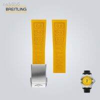 ❧Tali Jam Tangan Karet Breitling สำหรับอเวนเจอร์สหมาป่าสีเหลือง Super Ocean Challenger ดั้งเดิมสายรัดซิลิโคนชาย22Mm