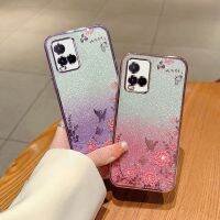 เคสกลิตเตอร์สำหรับ Vivo Y21 Y21t Y21s Y33t Y33s Y21a 4G VivoY21 2022 2021ฝาหลังอ่อนนุ่มปลอกโทรศัพท์ซิลิโคน TPU ยืดหยุ่นเคสกันกระแทกมือถือแวววาวปกป้องดอกไม้ชุบไล่ระดับสี