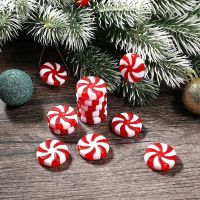 50Pcs Christmas Candy Cane Christmas Tree Hanging Ornaments for Holiday Decoration Party Favors 25mm