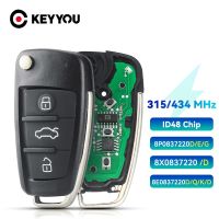 KEYYOU Kunci Remote Mobil สำหรับ Audi A3 S3 A4 TT S4 2005-2013ปีหมายเลขชิ้นส่วน8P0837220D ชิป434Mhz 48ปุ่มควบคุมอัจฉริยะ