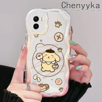 เคส Chenyyyka สำหรับ VIVO Y15s Y15a Y01เคส Y02s ลายการ์ตูน Pom Pom Purin ขอบลอนเคสโทรศัพท์โปร่งใสเนื้อครีมใหม่กันกระแทกเคสนิ่มใสป้องกันเลนส์กล้อง