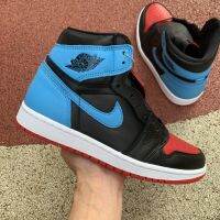 2023 HOT ●Original NK* A J 1 U- N- C- Chicago Light Red Blue Stitching Black Red Toe Basketball Shoes Skateboard Shoes [Free Shipping]