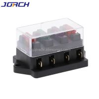 XMM-1 Set 4 Way Black Car Medium Relay Fuse Box Assembly  With 4 Pcs Fuse For 12v  24v