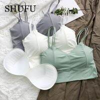 SHUFU เสื้อชั้นในผ้าชีฟอง6103คลังสินค้าพร้อมสำหรับผู้หญิงเซ็กซี่ Croptop สลิงไม่มีรอยต่อสไตล์ขนาดใหญ่พิเศษเกาหลี