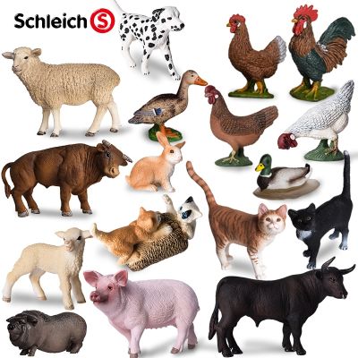 ? Genuine schleich Sile animal model poultry chicken pig cat rabbit duck puppy small animal toys