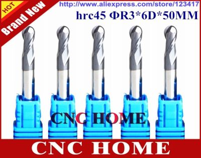 hrc45 5pcs r3 ball nose end mill 6mm solid tungsten carbide AlTiN Coated end mills milling tools cutters work on metal เหล็ก