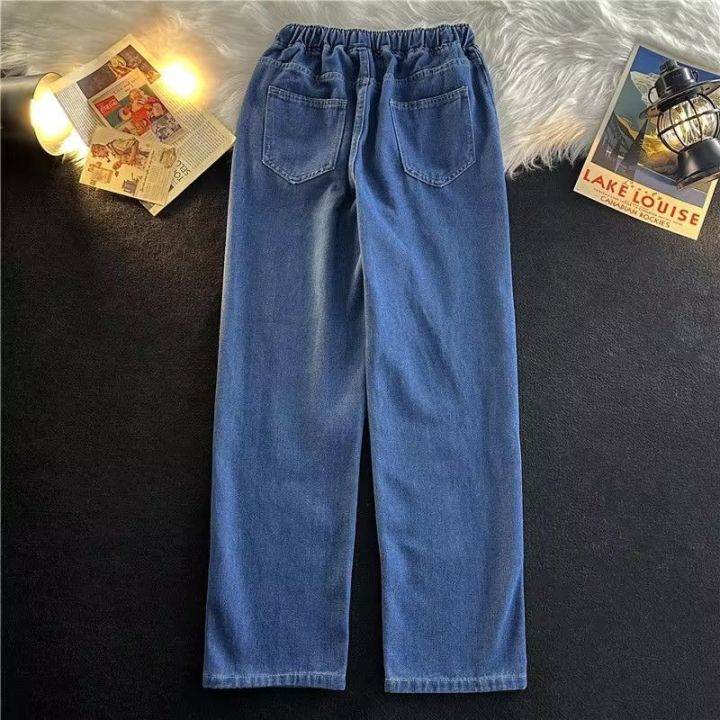 พร้อมส่ง-mno-9-jeans-5080-กางเกงยีนส์ขายาวชาย-เอวยืด-มีเชือกรูด-กางเกงยีนส์ทรงหลวม-กางเกงยีนส์ชาย-ยีนส์ผู้ชายสีพื้น