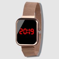 {Miracle Watch Store} นาฬิกาแฟชั่นดิจิตอลผู้ชายนาฬิกาสแตนเลส Rose Gold Men Watch Led Wrist Watches Electronic Clock Date Female Wristwatch