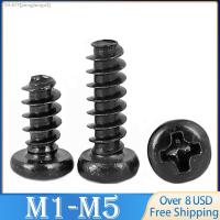 ❒ 100pcs Mini Phillips Cross Recessed Pan Head Self-tapping Screw M1 M1.2 M1.4 M1.7 M2 M2.3 M2.6 M3 M3.5 M4 M5 Black Carbon Steel