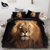 3PCS Wolf Tiger Lion Animal Pattern Bedding Sets Home Bedclothes Super King Cover Pillowcase Comforter Textiles Bedding Set