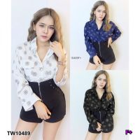 TW10489    เสื้อเชิ้ตลายดอกไม้แขนยาว   **สอบถามก่อนสั่งซื้อ**