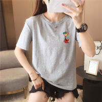 10 Colors Womens Solid Color Balloon Pattern Tee Loose Short-sleeved T-shirt