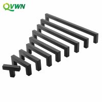 ✒☾○ QVWN Black Cabinet Handle Square Furniture Hardware Stainless Steel Kitchen Door Knobs Cupboard Wardrobe Drawer Pulls