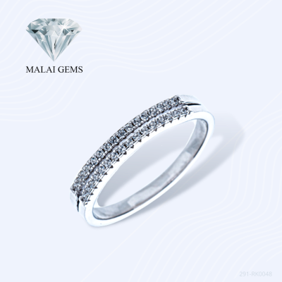 Malai Gems แหวนเพชร แหวนเพชรแถว สองแถว งินแท้ 925 เคลือบทองคำขาว ประดับเพชรสวิส CZ รุ่น 291-RK0048 แถมกล่อง แหวนเงินแท้ แหวนเงิน แหวน