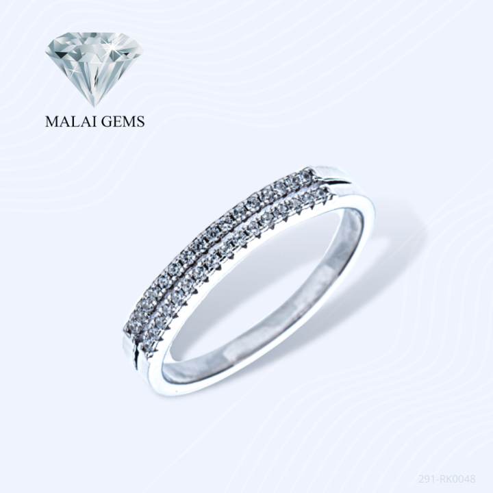 malai-gems-แหวนเพชร-แหวนเพชรแถว-สองแถว-งินแท้-925-เคลือบทองคำขาว-ประดับเพชรสวิส-cz-รุ่น-291-rk0048-แถมกล่อง-แหวนเงินแท้-แหวนเงิน-แหวน