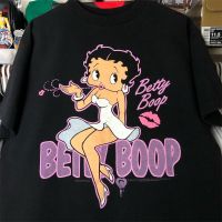 พร้อมส่ง เสื้อยืดแขนสั้น พิมพ์ลายการ์ตูน bettyboop bettyboop ทรงหลวม สีม่วง สไตล์ฮาราจูกุ สําหรับผู้ชาย