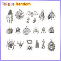 PERPE 20pcs Random สร้อยข้อมือ ต่างหู โลหะ ฟักทอง แมงมุม เครื่องรางฮาโลวีน กะโหลกศีรษะ จี้ โครงกระดูก