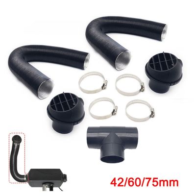 42/60/75mm Car Heater Replacement Kits Air Diesel Parking Heater Ducting Pipe Air Vent Outlet Hose Tube Connector w/Hose Clips