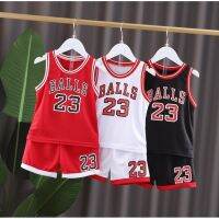 2PCS Summer Childrens Wear Boys And Girls Sports Jerseys Basketball Uniforms No. 23 Loose Breathable Childrens Basketball Sportswear