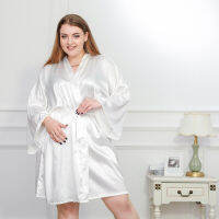 2021 New Satin Women Kimono Bathrobe Gown Soft Sleepwear Intimate Lingerie Nightgown Lounge Wear Loose Home Clothes Nightdress