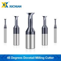 เครื่องตัดมิลลิ่ง 45 องศาทังสเตนคาร์ไบด์ Dovetail Milling Cutter 1.5-16mm Steel Machining Tool สําหรับ Metal EndMill