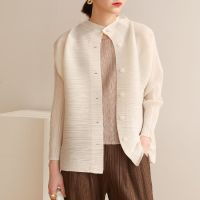 2023 Hot Miyake pleated cardigan top womens new long-sleeved single-breasted pleated temperament casual pleated jacket