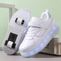 Teenager walking shoes rechargeable LED shoes and kids roller skate small white shoes with wheels