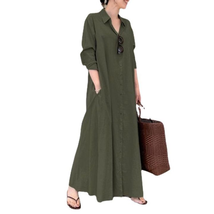 spot-european-and-american-famous-womens-cotton-and-linen-dress-long-cardigan-mop-long-skirt-2023