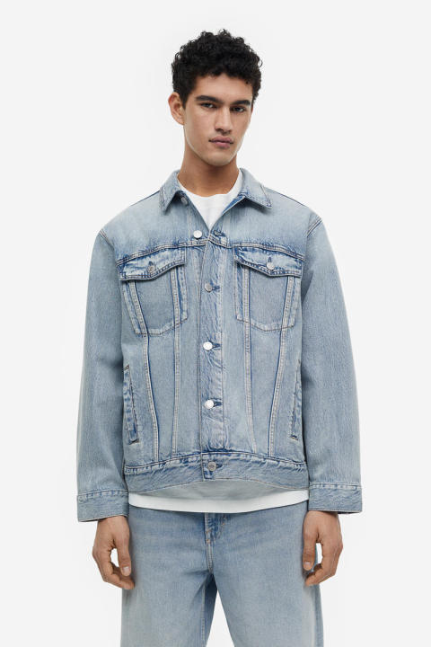 H&M - Relaxed Fit Denim jacket - Blue Dusty Light | Lazada PH