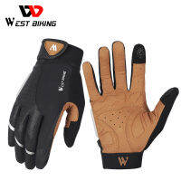 WEST BIKING Summer Cycling Gloves For Men Shockproof Bike Gloves Outdoor Sports Hiking Touchscreen Full Finger Bicycle Gloves