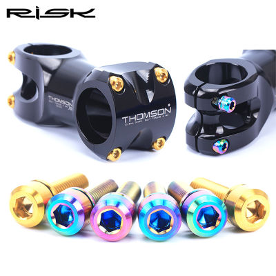 RISK 6PCS M5*18mm M5*20mm TC4 Titanium alloy Bicycle stem fixing screws Bolts For Bike MTB Bike Parts 3 Colors