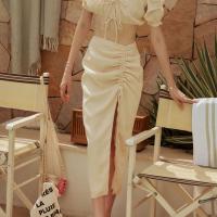 lookbookbeachclub flowy skirt cream กระโปรงยาว สีครีม