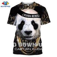 2023 NEW2023ฤดูร้อนใหม่สัตว์ผู้ชายผู้หญิง desiigner PANDA Remix 3D พิมพ์เสื้อยืดสร้อยคอ Cool PLUS ขนาดลำลองแขนสั้น O-Neck TO