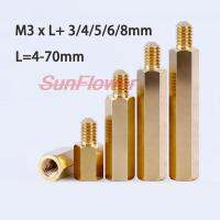 Thread M3*L+3/4/5/6/8mm 10-40pcs Hex Brass Standoff Spacer Screw Pillar PCB Computer PC Motherboard Female Male Standoff Spacer Pipe Fittings Accessor