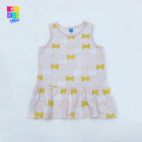 KiddeeCrew เสื้อเด็ก เสื้อกระโปรงสี ชมพูโบว์เหลือง Pink bow Tunic Top เหมาะสำหรับอายุ 1-8 ปี