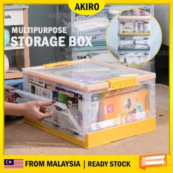 AKIRO HOME Malaysia 35L Large Capacity Double Opening Storage Box Book Organizer Box Organizer Storage Box Clothes Toys Storage Box Dormitory Box 折叠收纳箱
