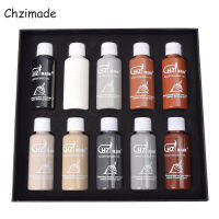 Chzimade 10Pcs 30ML Leather Edge Paint Oil Dye Highlights Professional Paint Set Diy Leather Craft Liquid Art Decoration