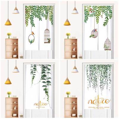 Fashion 2023 Green plants Pastor curtain door thick linen, kitchen curtain bedroom guest bedroom decoration home entrance can be adjusted