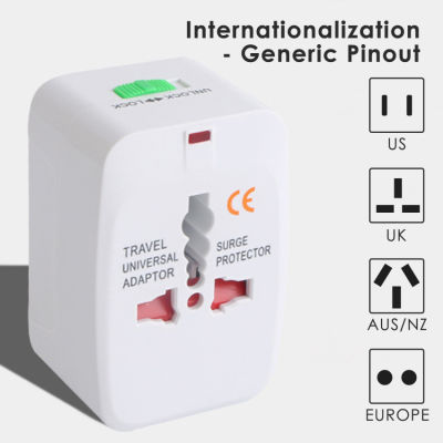หัวแปลงที่ชาร์จปลั๊กไฟ USB สำหรับเดินทางอเนกประสงค์อะแดปเตอร์ปลั๊กเสียบไฟสำหรับเดินทางระหว่างประเทศ EU UK US AU (สีขาว)