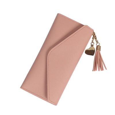 Women PU leather Korean Style Long Envelope Wallets Female Coin Purses Clutch Card Wallets Holder with Tassel