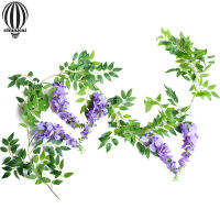 Shuaicai ดอกไม้ดอกวิสทีเรียปลอมพวงมาลัยปลอมดอกไม้ Wisteria มาลัย190ซม. สำหรับกลางแจ้งในร่มตกแต่งห้องนอนผนังงานแต่งงาน