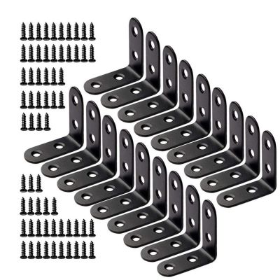 18pcs L-Shaped Corner Code Bracket Stainless Steel Right Angle Corners Brace Fixing Connector For Board Shelf Support