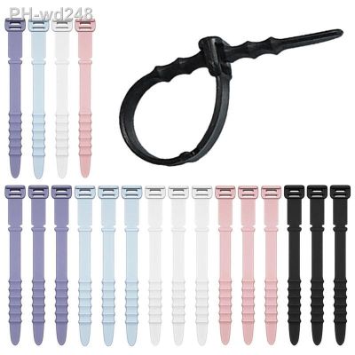 20 Pcs Silicone Zip Ties Reuseable Cable Management Clips Self Locking Cable Zip Ties Easy To Use Desk Cable Cords Organizers