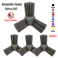 16Pcs Studio Acoustic Foam 12Pcs 12x12x24 Bass Trap Foam 4Pcs 15x15x15 Cube Corner Block Column Sound Absorption Treatment