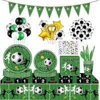 【LZ】 Football Theme Party Disposable Tableware Banner Balloons Soccer Goal Cup Plate for Kids Boy Birthday Party Decoration Supplies