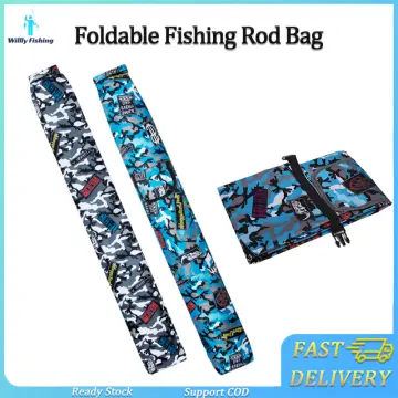 Folding Fishing Rod Bag Canvas Fishing Pole Lure Storage Bag