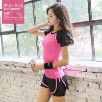 Yoga Suit Female Summer New Gym Guick-Dry Two-Piece Sports Short-Sleeved Women Fitness Clothes Morning Run Excesice Clothing