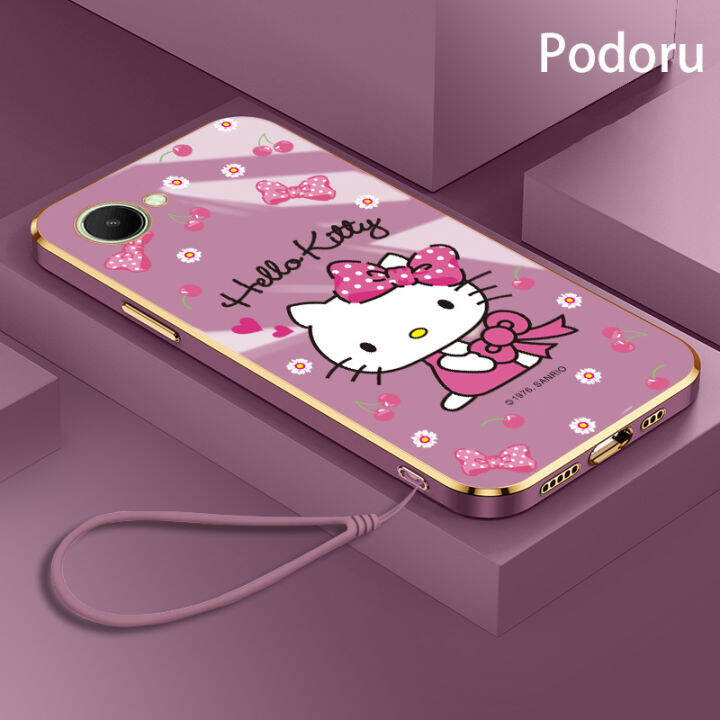 เคส-oppo-realme-c30-narzo-50i-prime-เรียบง่ายสุดหรูชุบทองเคสโทรศัพท์-hello-kitty-tpu-แบบนิ่ม