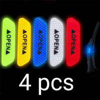 4Pcsset Car Door Stickers Universal Safety Warning Mark OPEN High Reflective Tape Motorcycle Helmet Stickere